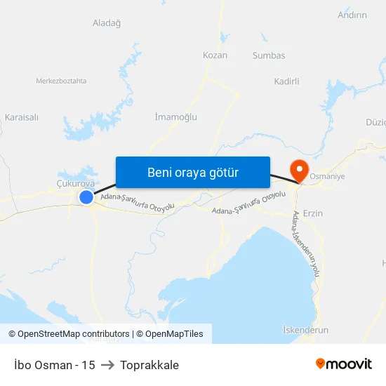 İbo Osman - 15 to Toprakkale map