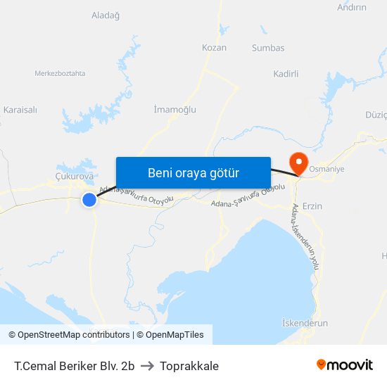 T.Cemal Beriker Blv. 2b to Toprakkale map