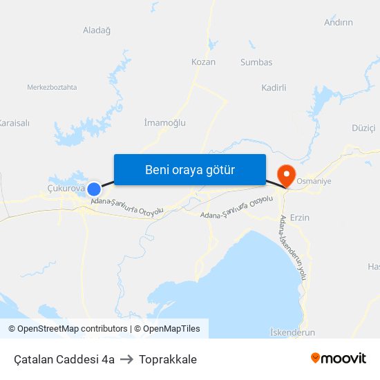 Çatalan Caddesi 4a to Toprakkale map