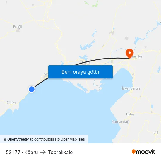 52177 - Köprü to Toprakkale map