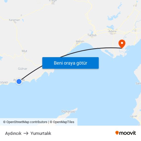 Aydıncık to Yumurtalık map