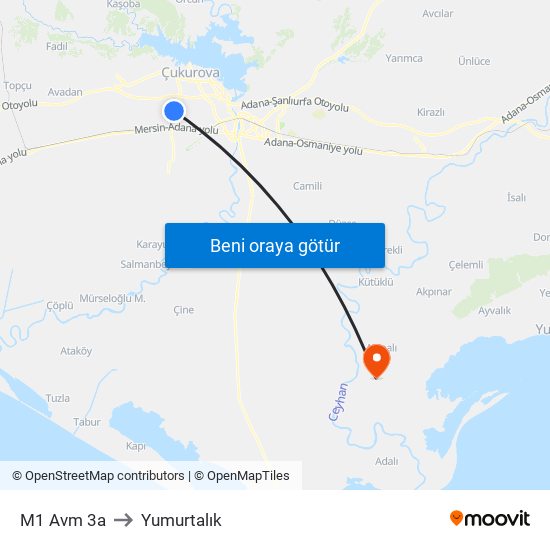 M1 Avm 3a to Yumurtalık map