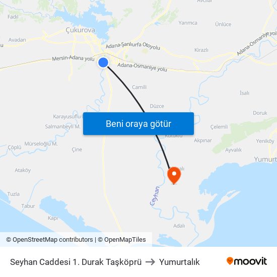 Seyhan Caddesi 1. Durak Taşköprü to Yumurtalık map