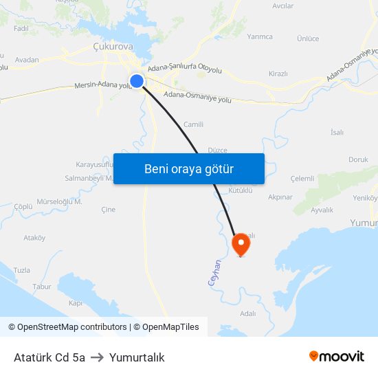 Atatürk Cd 5a to Yumurtalık map