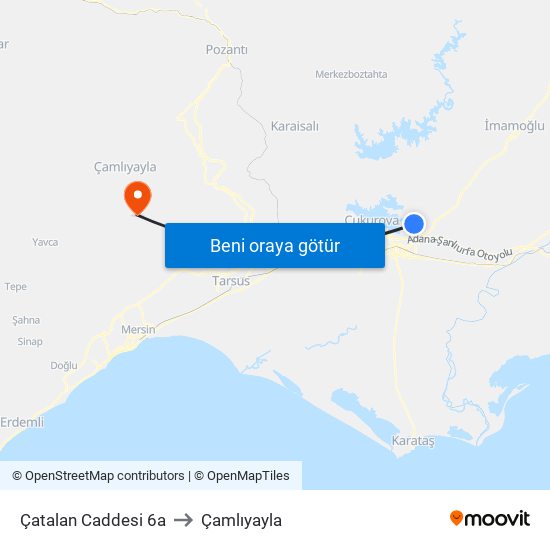 Çatalan Caddesi 6a to Çamlıyayla map