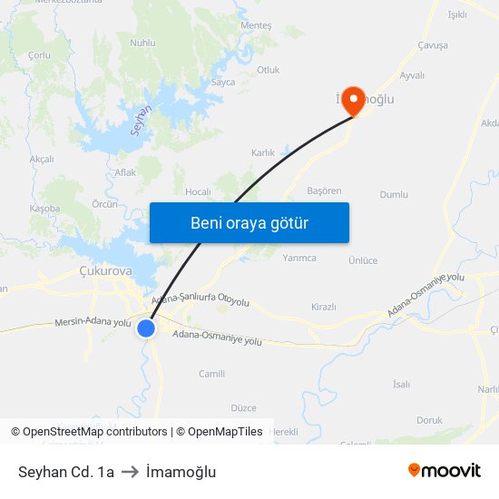 Seyhan Cd. 1a to İmamoğlu map