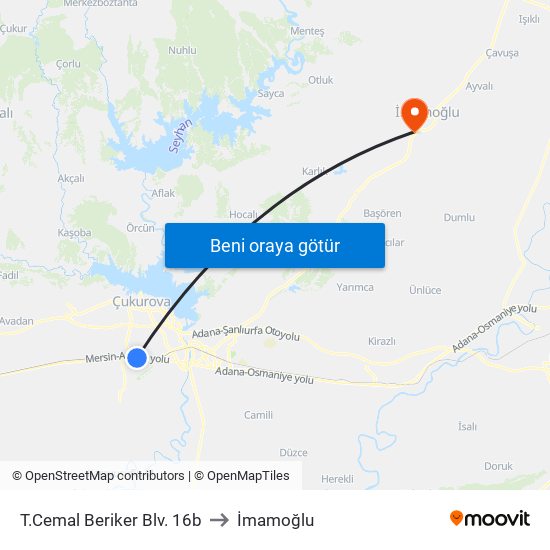 T.Cemal Beriker Blv. 16b to İmamoğlu map