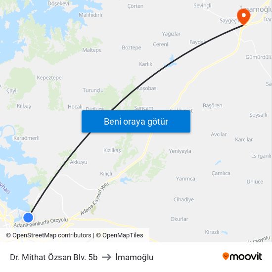 Dr. Mithat Özsan Blv. 5b to İmamoğlu map