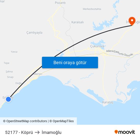 52177 - Köprü to İmamoğlu map