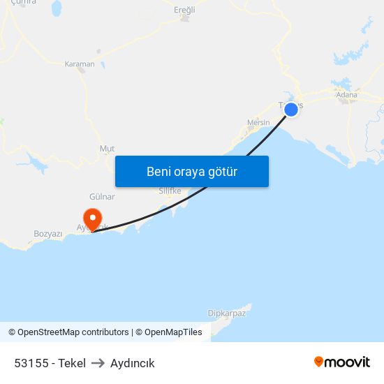 53155 - Tekel to Aydıncık map