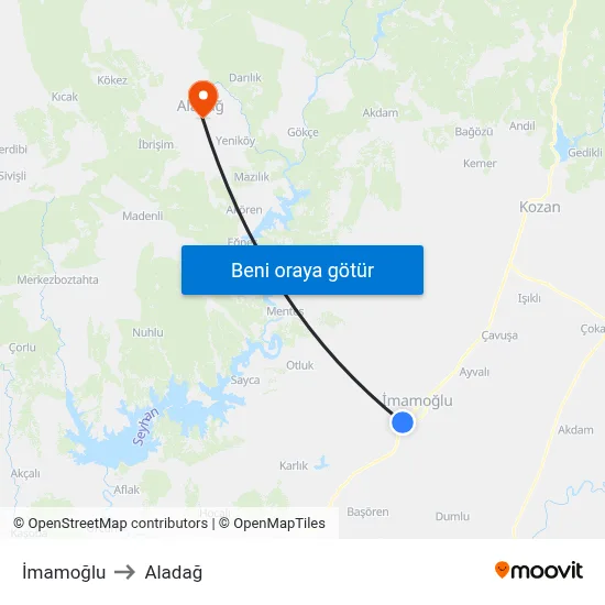 İmamoğlu to Aladağ map