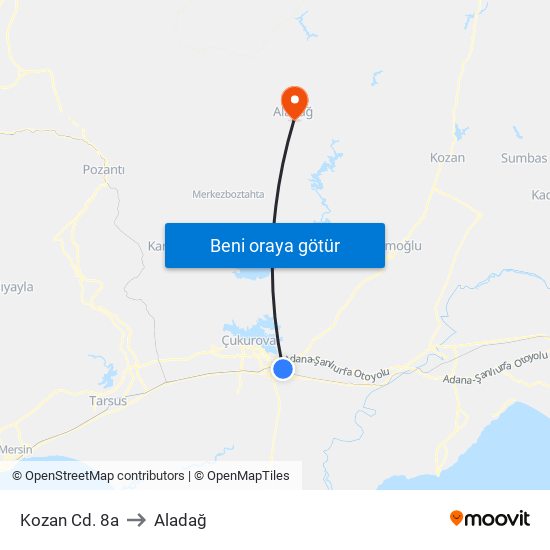 Kozan Cd. 8a to Aladağ map