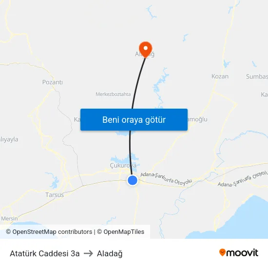 Atatürk Caddesi 3a to Aladağ map