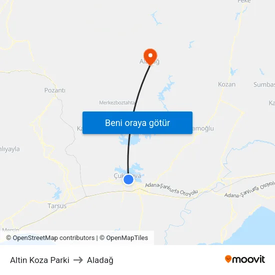 Altin Koza Parki to Aladağ map