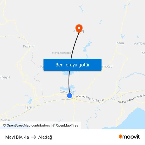 Mavi Blv. 4a to Aladağ map
