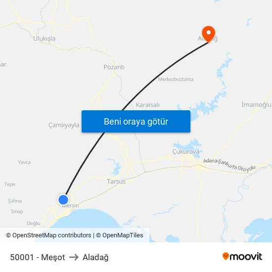 50001 - Meşot to Aladağ map