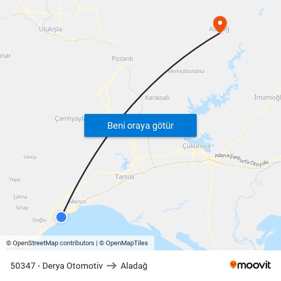 50347 - Derya Otomotiv to Aladağ map