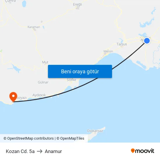 Kozan Cd. 5a to Anamur map