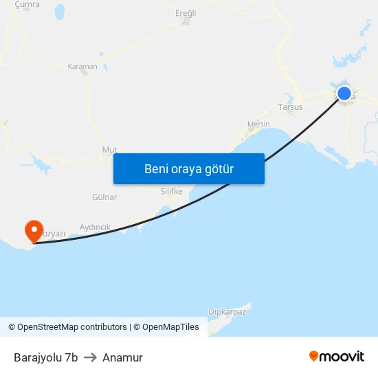 Barajyolu 7b to Anamur map