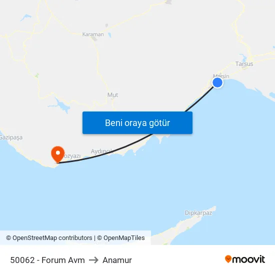 50062 - Forum Avm to Anamur map