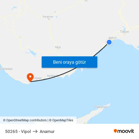 50265 - Vipol to Anamur map