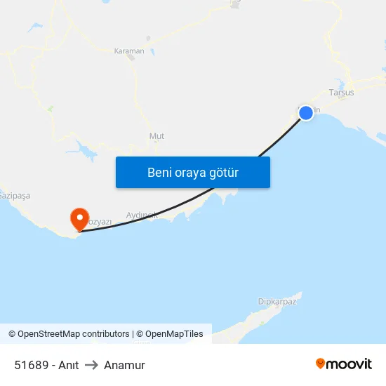 51689 - Anıt to Anamur map