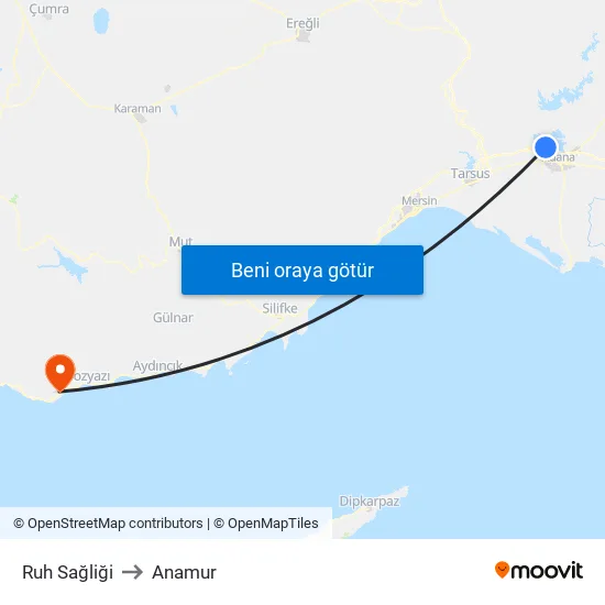 Ruh Sağliği to Anamur map