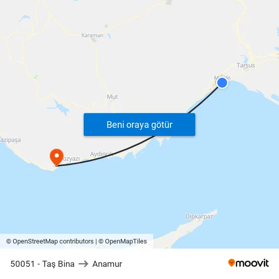 50051 - Taş Bina to Anamur map