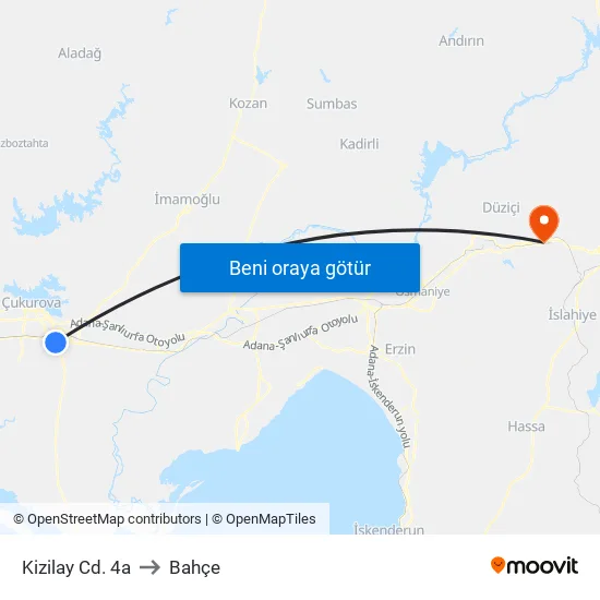 Kizilay Cd. 4a to Bahçe map