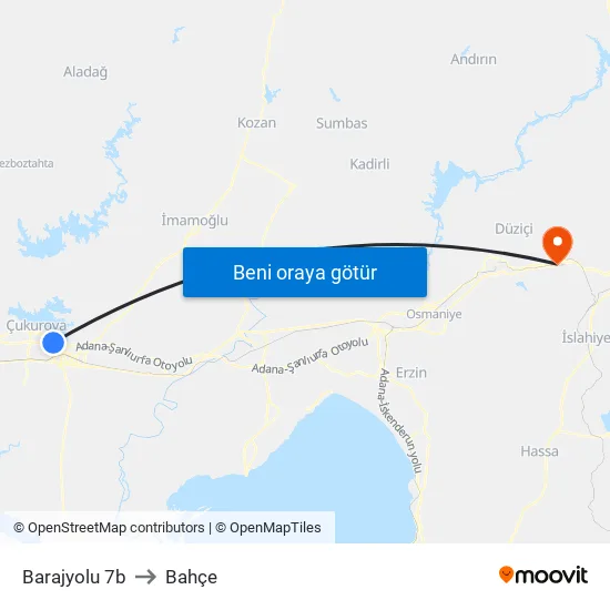 Barajyolu 7b to Bahçe map