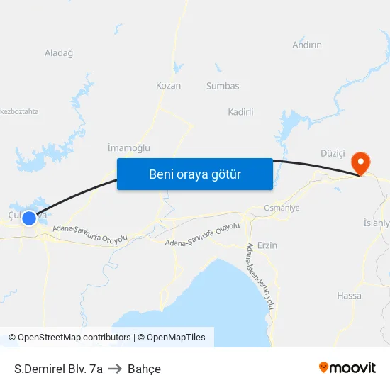 S.Demirel Blv. 7a to Bahçe map