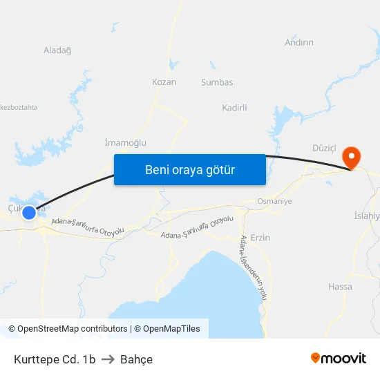 Kurttepe Cd. 1b to Bahçe map