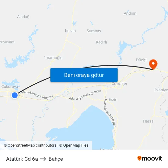 Atatürk Cd 6a to Bahçe map