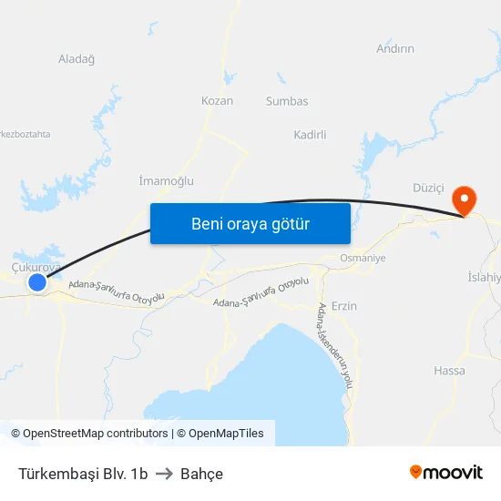 Türkembaşi Blv. 1b to Bahçe map
