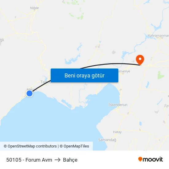 50105 - Forum Avm to Bahçe map