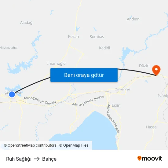 Ruh Sağliği to Bahçe map