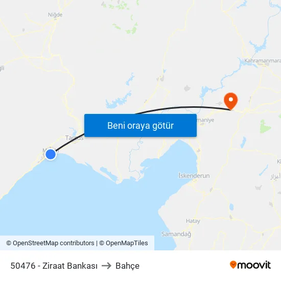 50476 - Ziraat Bankası to Bahçe map