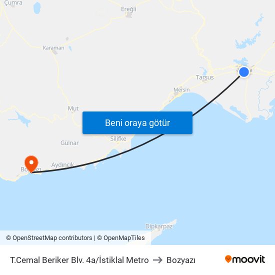 T.Cemal Beriker Blv. 4a/İstiklal Metro to Bozyazı map
