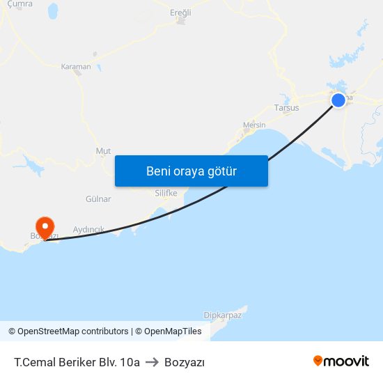 T.Cemal Beriker Blv. 10a to Bozyazı map