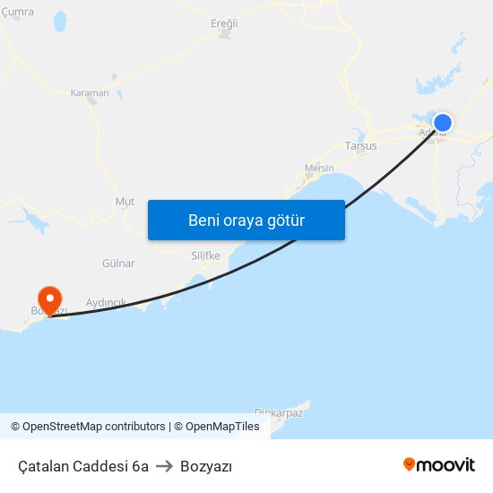 Çatalan Caddesi 6a to Bozyazı map