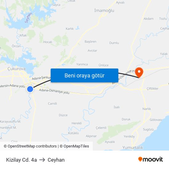 Kizilay Cd. 4a to Ceyhan map