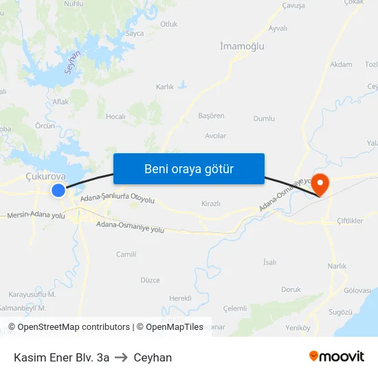 Kasim Ener Blv. 3a to Ceyhan map