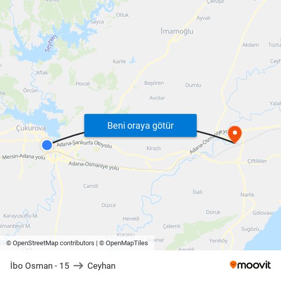 İbo Osman - 15 to Ceyhan map