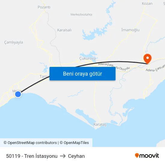 50119 - Tren İstasyonu to Ceyhan map