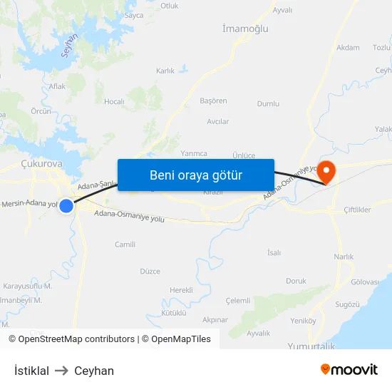 İstiklal to Ceyhan map