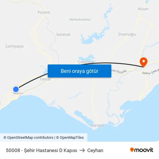 50008 - Şehir Hastanesi D Kapısı to Ceyhan map