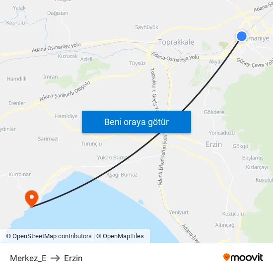 Merkez_E to Erzin map