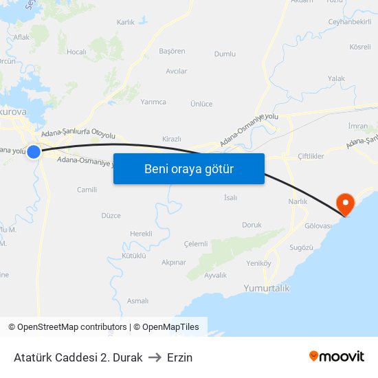 Atatürk Caddesi 2. Durak to Erzin map