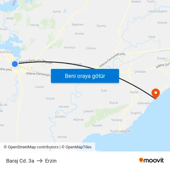 Baraj Cd. 3a to Erzin map