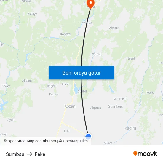Sumbas to Feke map
